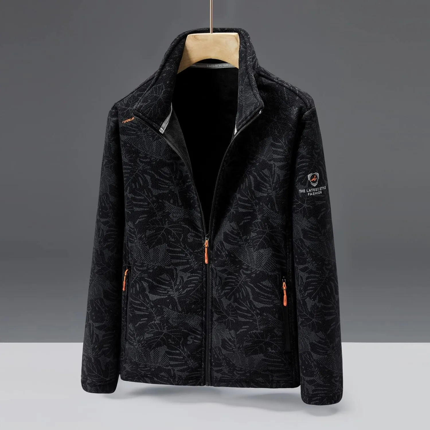 Men Fleece Jacket Winter Warm Lightweight Stand Collar Coat Full Zip Long Sleeve Jackets for Hiking Travel Casual Outwear