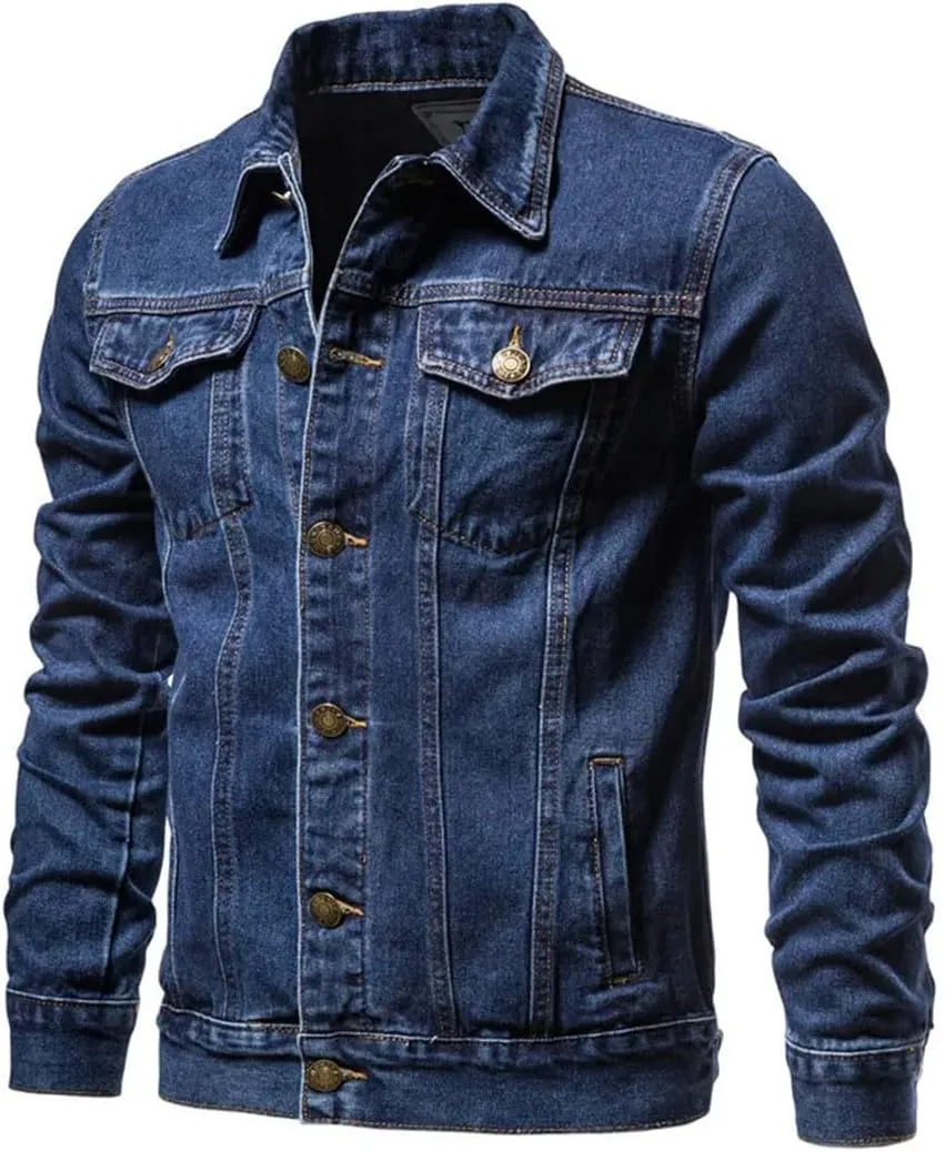 Men Motorcycle Jeans Jackets Mens Oversized Cotton Denim Coat