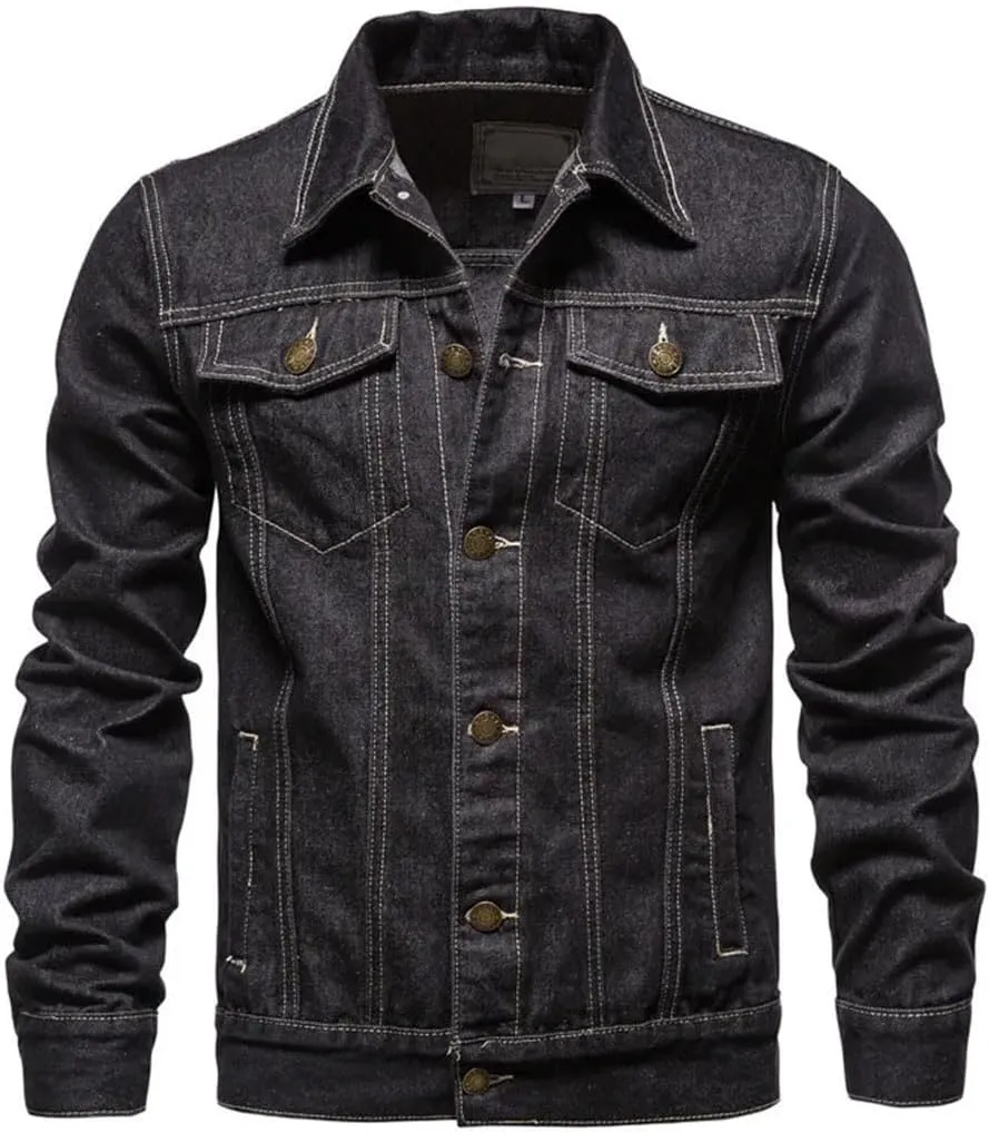 Men Motorcycle Jeans Jackets Mens Oversized Cotton Denim Coat