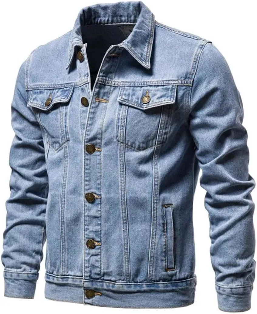 Men Motorcycle Jeans Jackets Mens Oversized Cotton Denim Coat