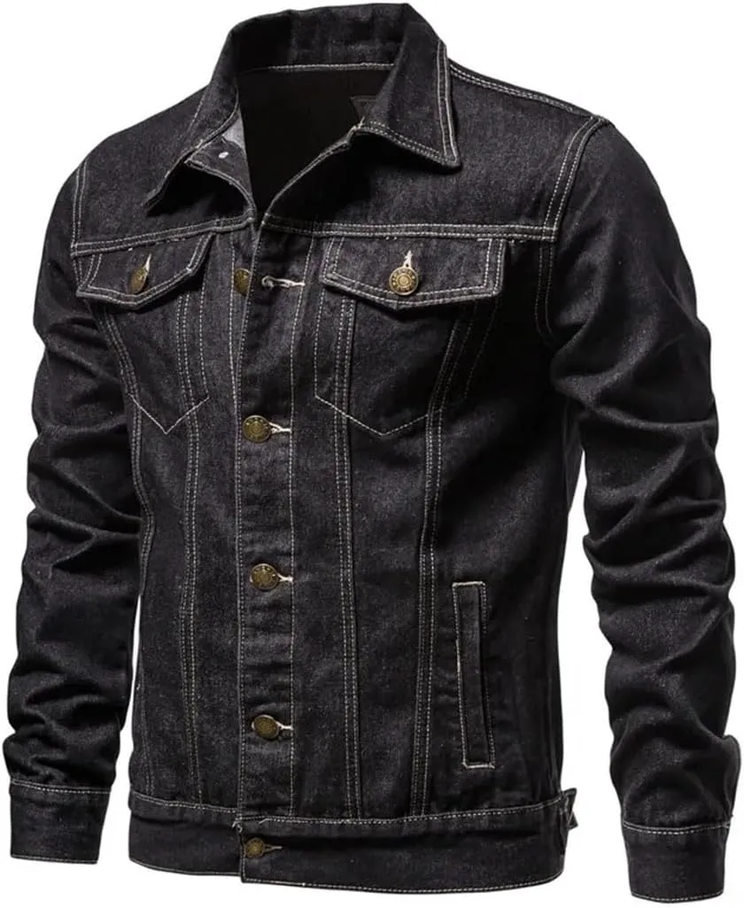 Men Motorcycle Jeans Jackets Mens Oversized Cotton Denim Coat