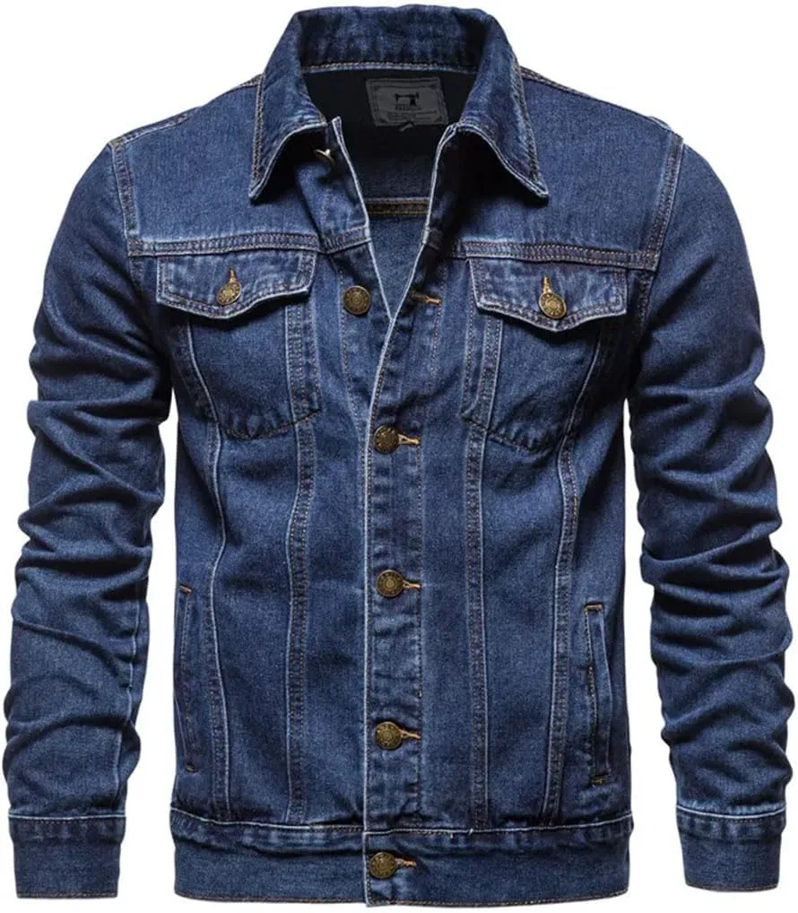 Men Motorcycle Jeans Jackets Mens Oversized Cotton Denim Coat