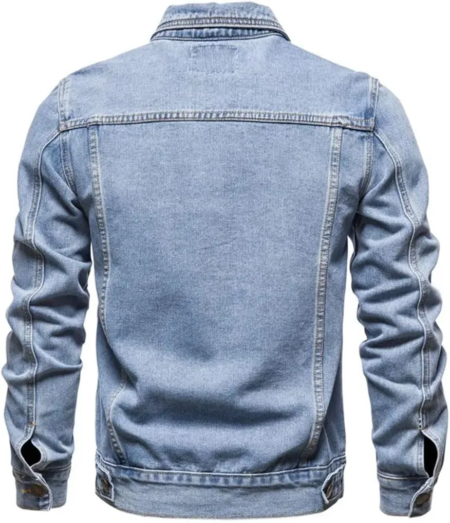 Men Motorcycle Jeans Jackets Mens Oversized Cotton Denim Coat