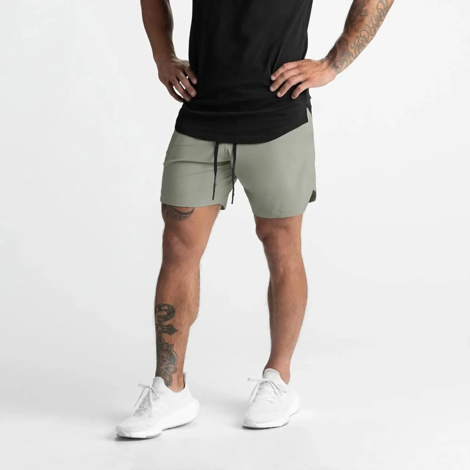 Mens 5" Workout Running Shorts Quick Dry Bodybuilding Gym Athletic Shorts Loose Fit Basketball Exercise Hiking Short