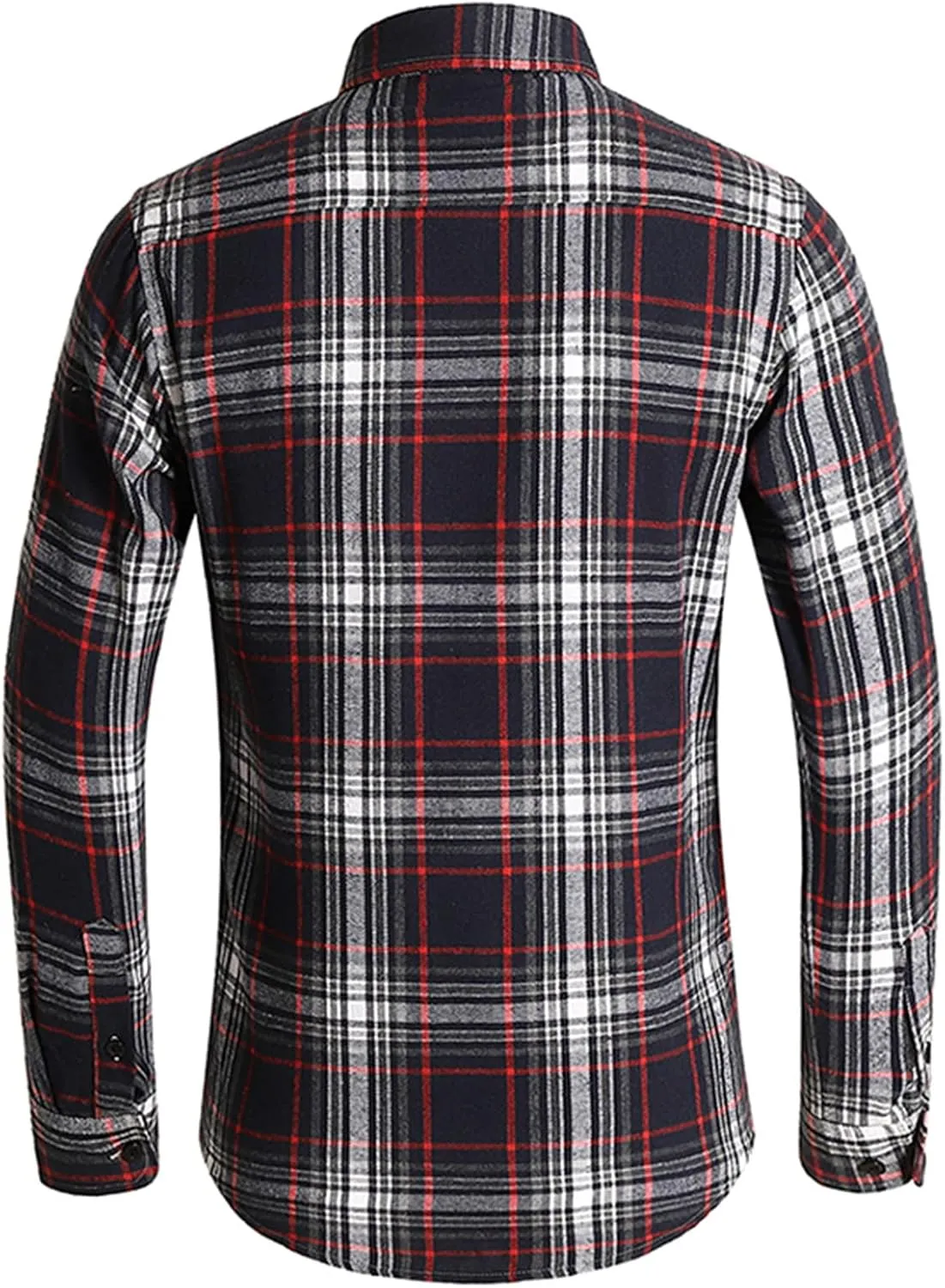 Mens Casual Cotton Plaid Shirts Slim Fit Button Down Long Sleeve Cotton Shirt Outdoor Fishing Hiking Travel Tee Top