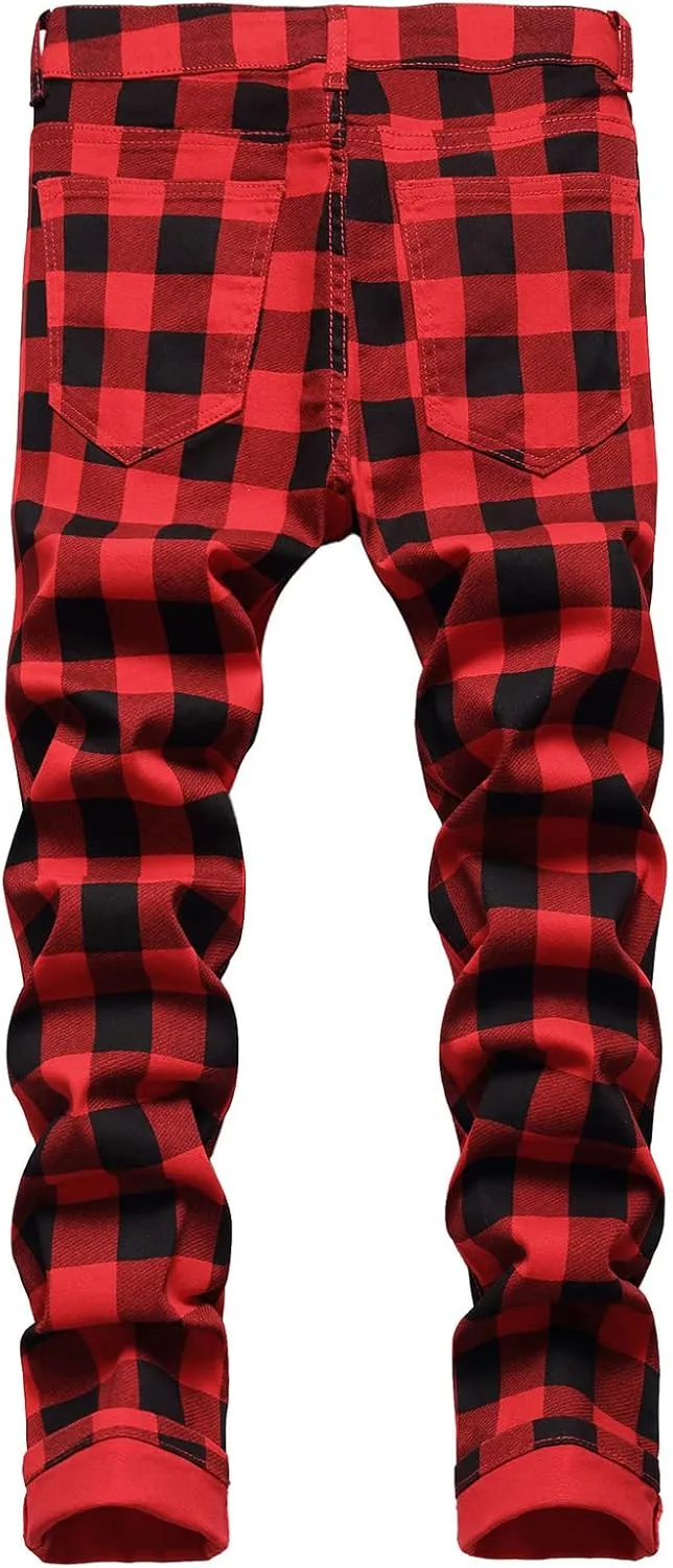 Men's Classic Multi-Pocket Ripped Jeans Straight Leg Plus Size Fashion Pants Fit Cotton Jean Jeans Man Mens Straight