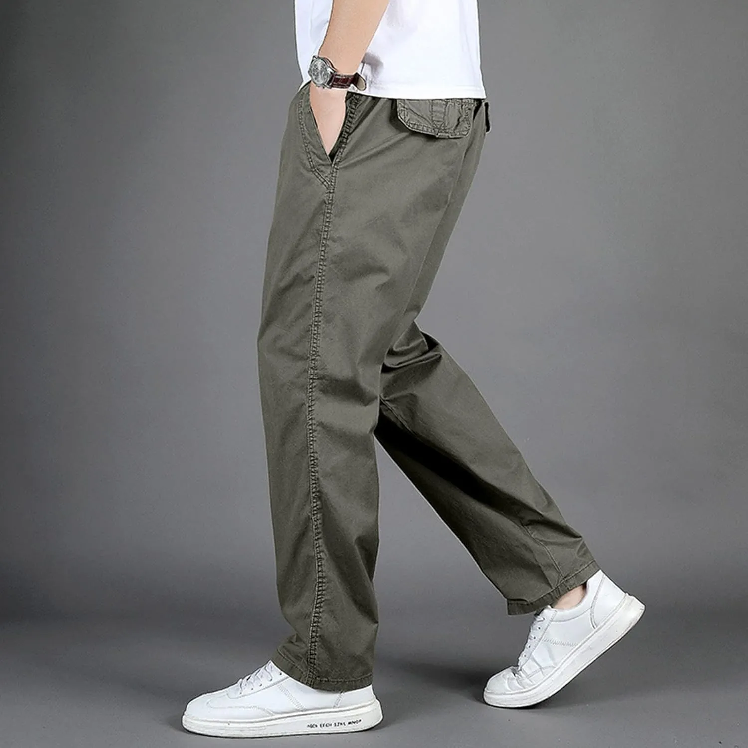 Men's Cotton Sweatpants Open Bottom Athletic Pants Running Training Jogging Gym Workout Trousers with Pockets
