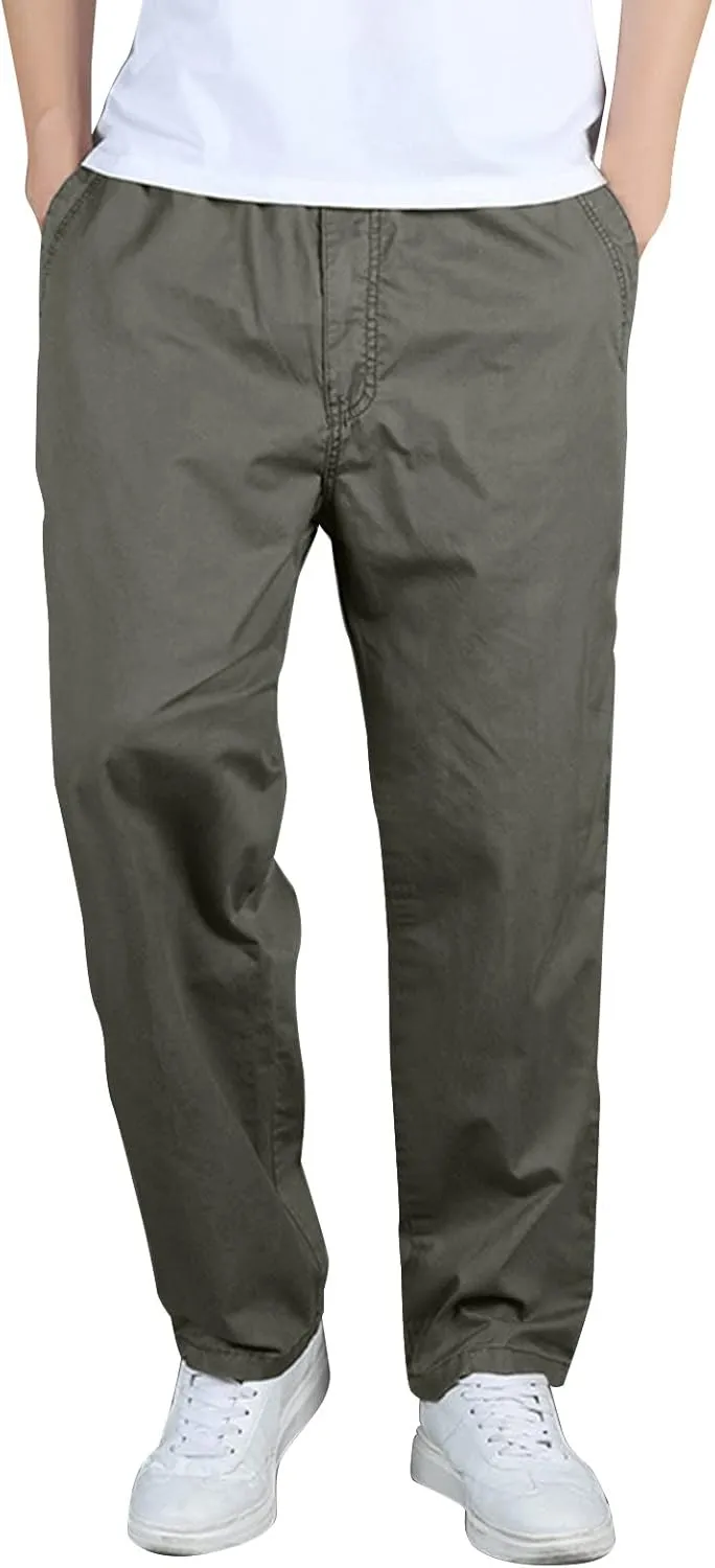 Men's Cotton Sweatpants Open Bottom Athletic Pants Running Training Jogging Gym Workout Trousers with Pockets