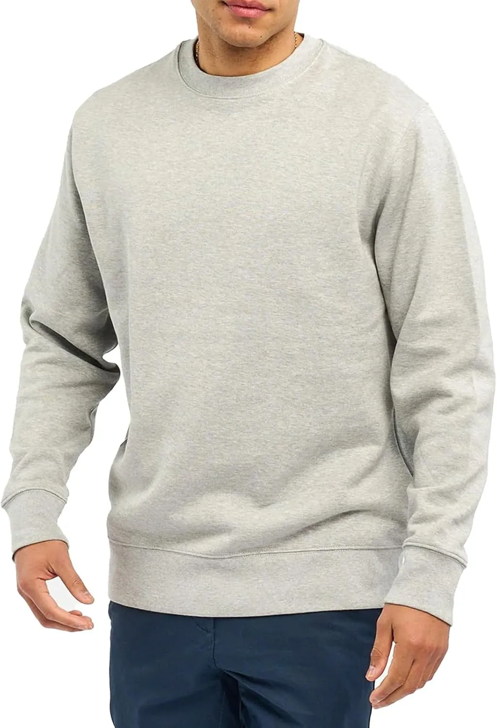 Men's Crewneck Sweatshirt Long Sleeve Fleece Sweatshirts Breathable Lightweight Crew Neck Pullover Sweatshirts