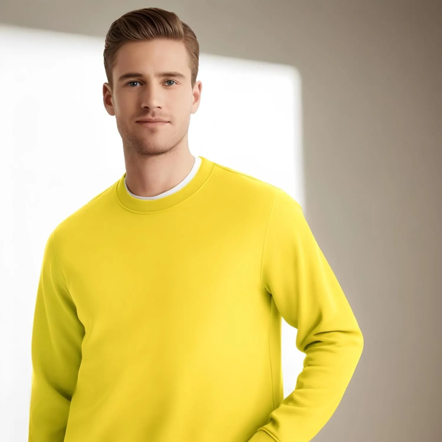 Men's Crewneck Sweatshirt Long Sleeve Fleece Sweatshirts Breathable Lightweight Crew Neck Pullover Sweatshirts
