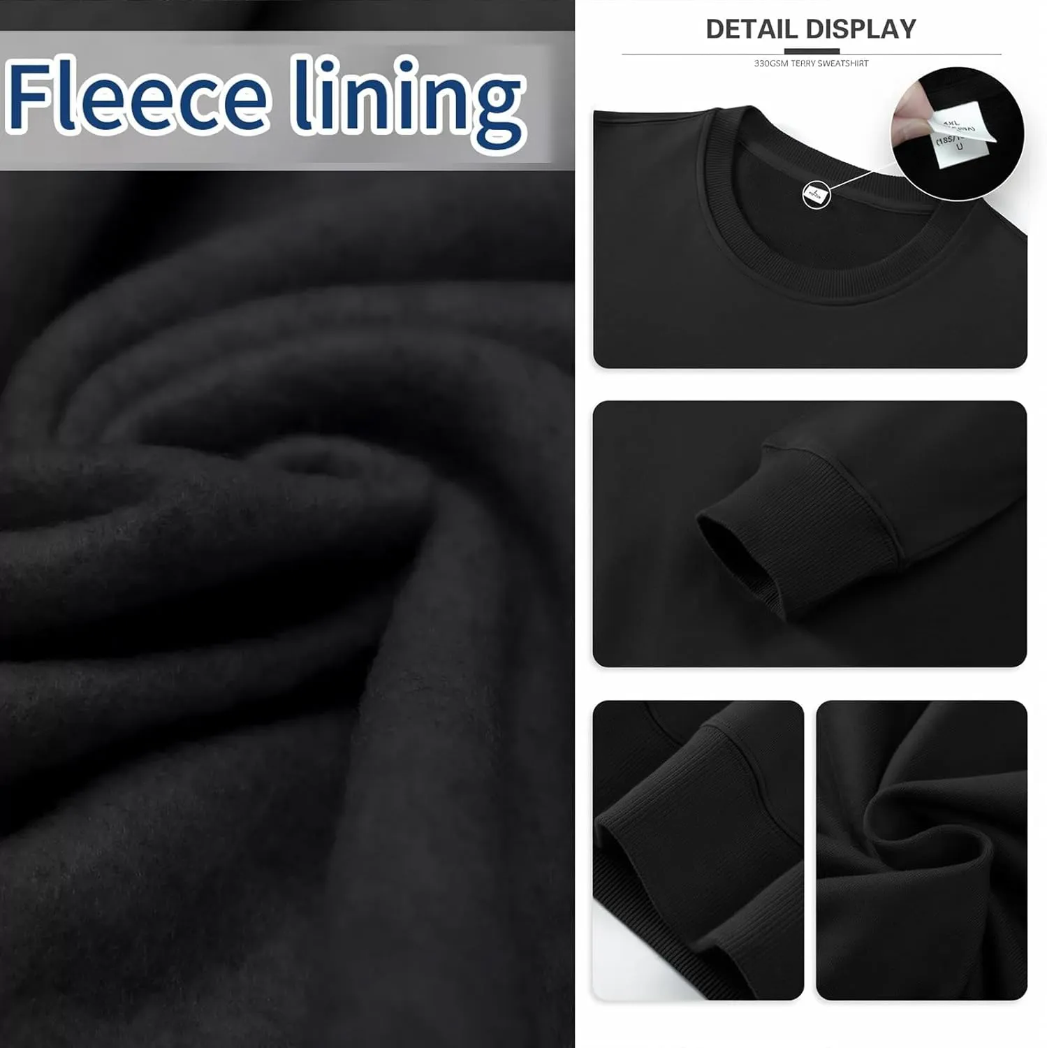 Men's Crewneck Sweatshirt Long Sleeve Fleece Sweatshirts Breathable Lightweight Crew Neck Pullover Sweatshirts
