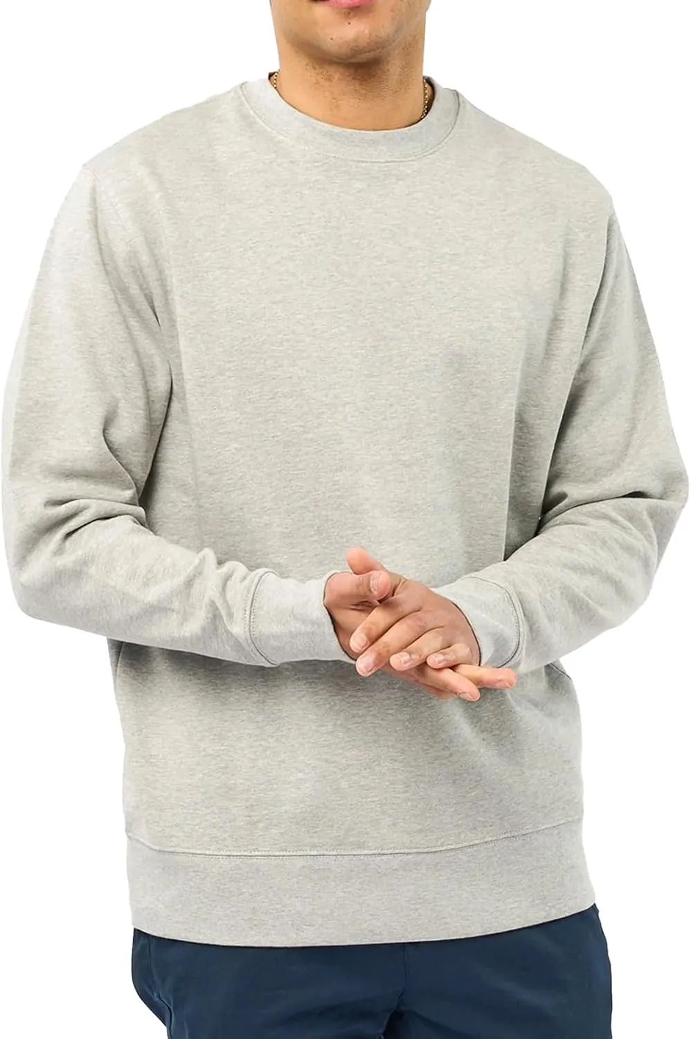 Men's Crewneck Sweatshirt Long Sleeve Fleece Sweatshirts Breathable Lightweight Crew Neck Pullover Sweatshirts