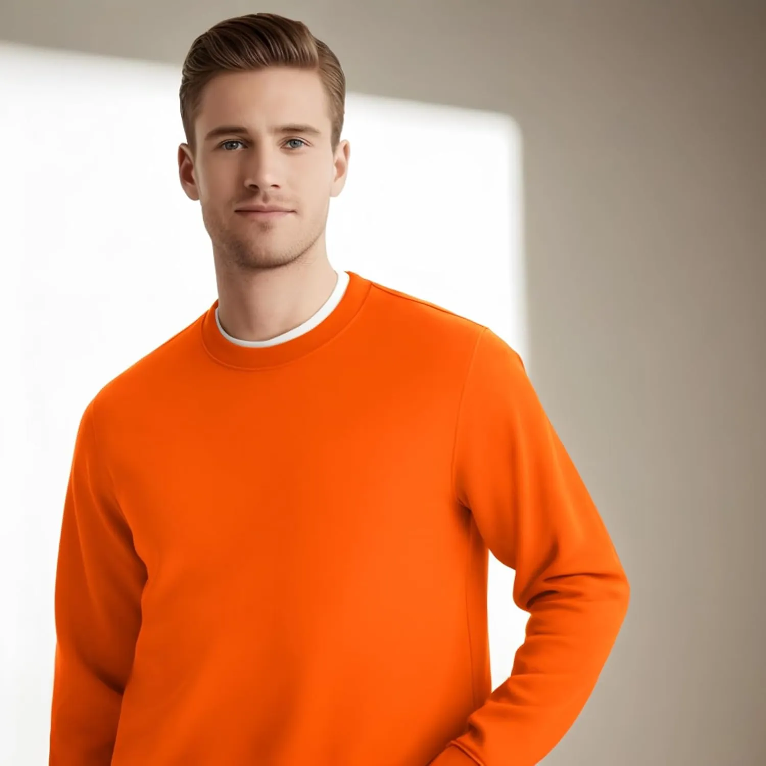 Men's Crewneck Sweatshirt Long Sleeve Fleece Sweatshirts Breathable Lightweight Crew Neck Pullover Sweatshirts