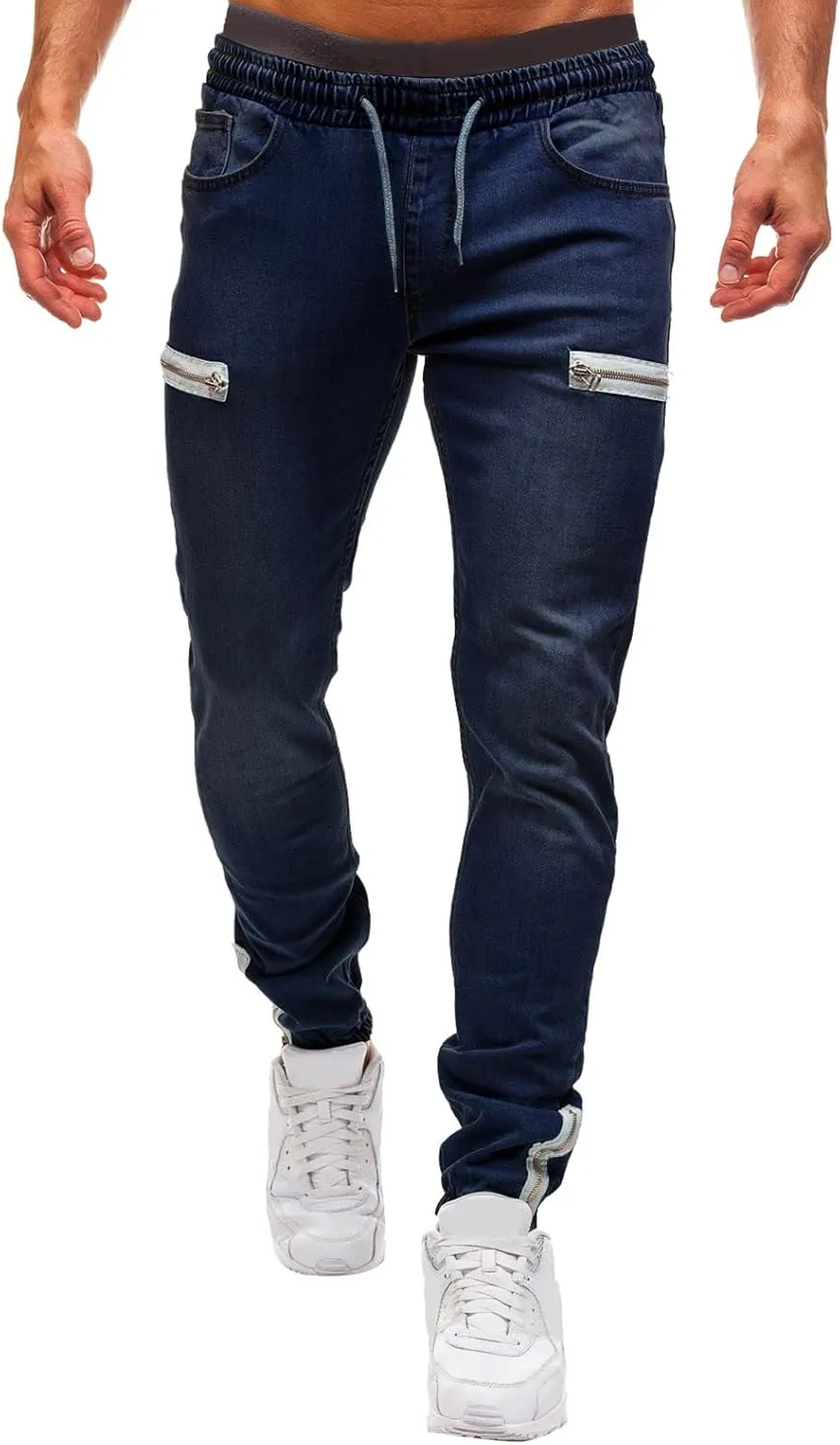 Men's Extreme Motion Athletic Pure Colour Jean with Zipper Pocket Jean Trouser Solid Fashion Comfort Flex Waist