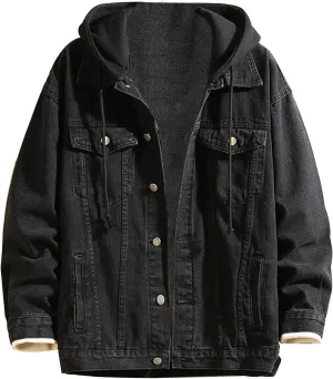 Mens Fashion Hoodie Jean Jackets Military Vintage Washed Cotton Distressed Button Down Denim Trucker Jackets