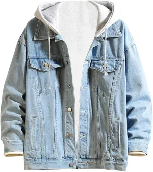 Mens Fashion Hoodie Jean Jackets Military Vintage Washed Cotton Distressed Button Down Denim Trucker Jackets