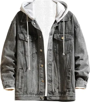 Mens Fashion Hoodie Jean Jackets Military Vintage Washed Cotton Distressed Button Down Denim Trucker Jackets