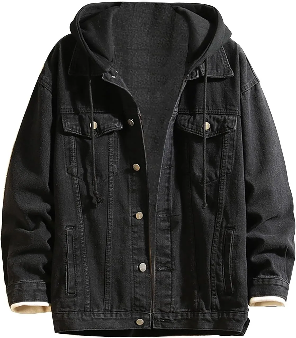 Mens Fashion Hoodie Jean Jackets Military Vintage Washed Cotton Distressed Button Down Denim Trucker Jackets