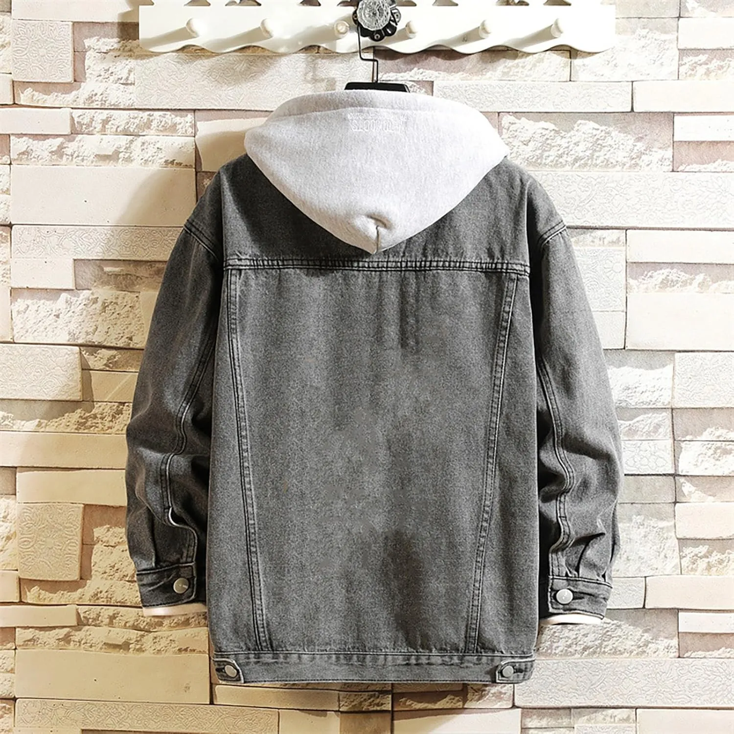 Mens Fashion Hoodie Jean Jackets Military Vintage Washed Cotton Distressed Button Down Denim Trucker Jackets