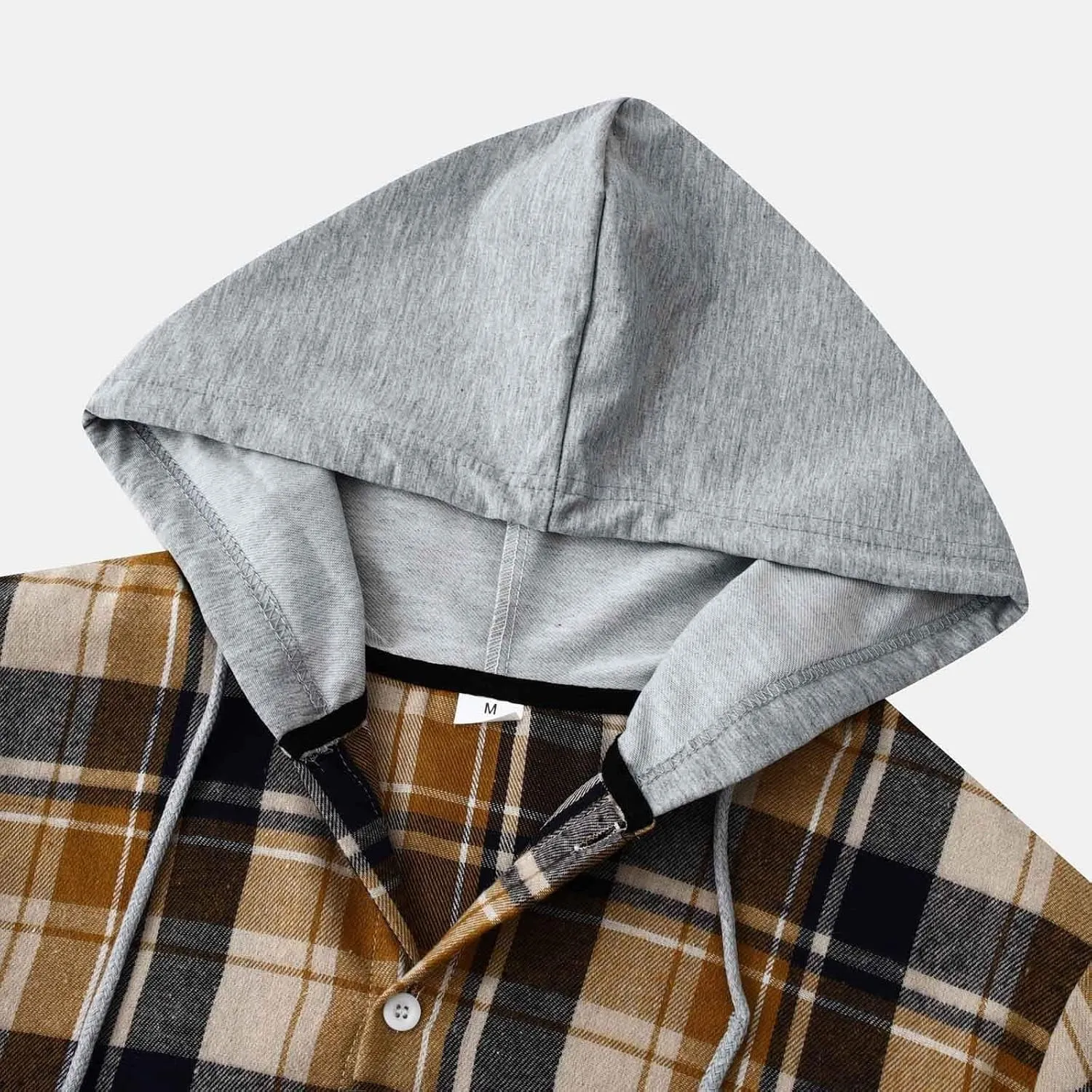 Men's Flannel Shirt Jacket Long Sleeve Plaid Shirt Lightweight Fashion Spring Fall Casual Jackets Hoodies Sweatshirt