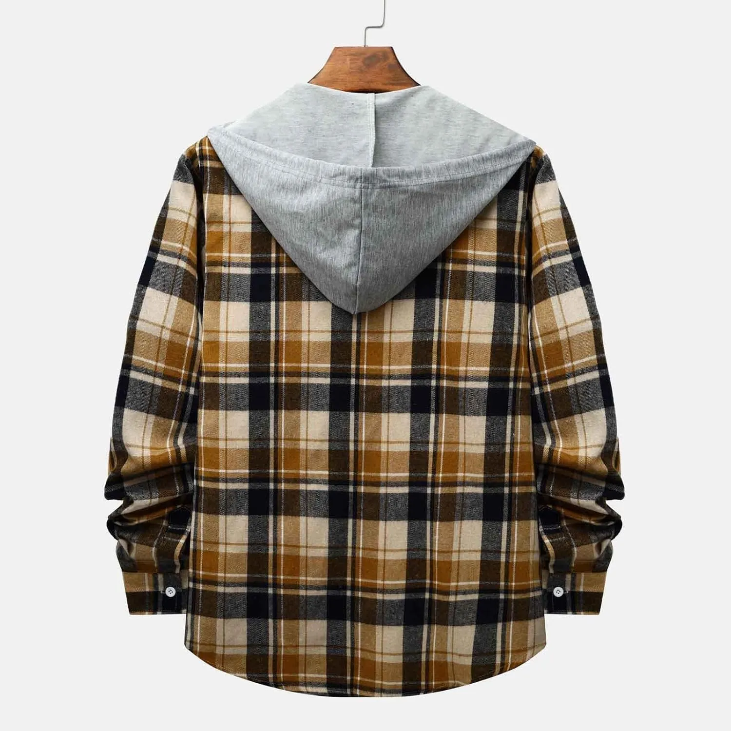 Men's Flannel Shirt Jacket Long Sleeve Plaid Shirt Lightweight Fashion Spring Fall Casual Jackets Hoodies Sweatshirt