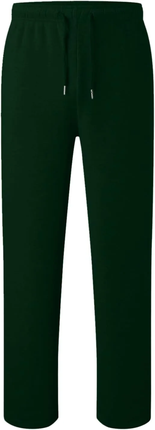 Men's Fleece Lined Sweatpants Wide Free Straight Leg Jogging Pants Workout High Waist Yoga Pants with Pockets