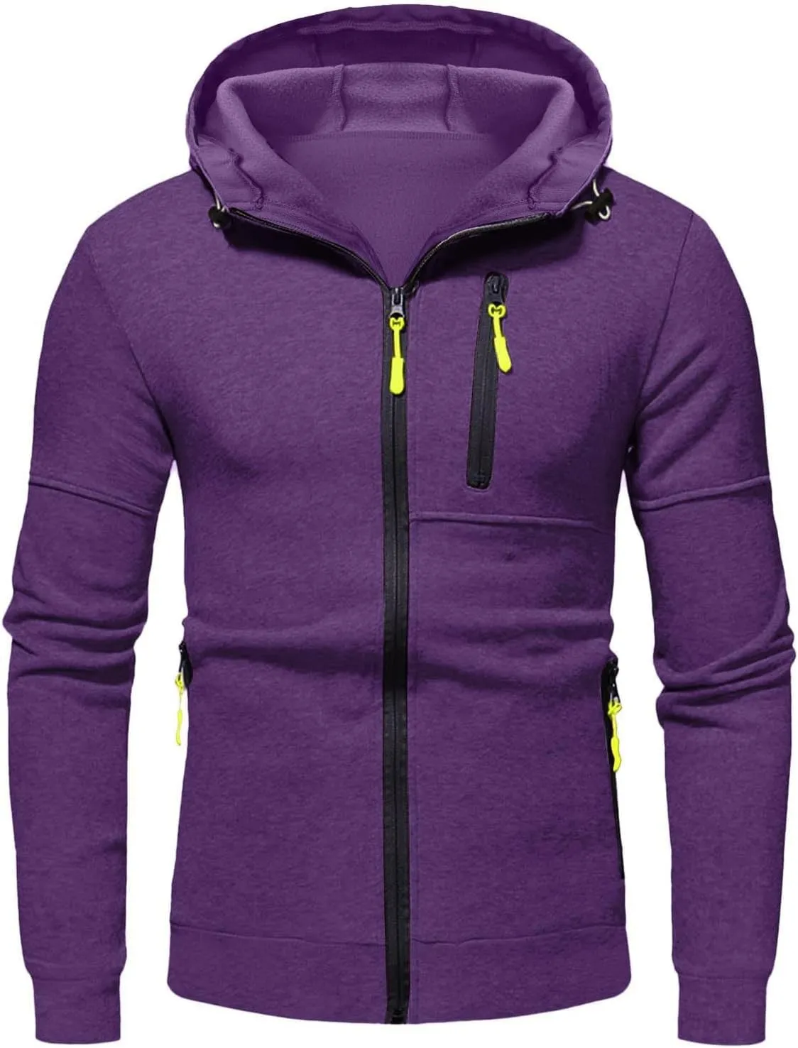 Mens Hoodies Casual with Zip Pockets Full Zip Long Sleeve Sweatshirt Sports Lightweight Hooded Jacket