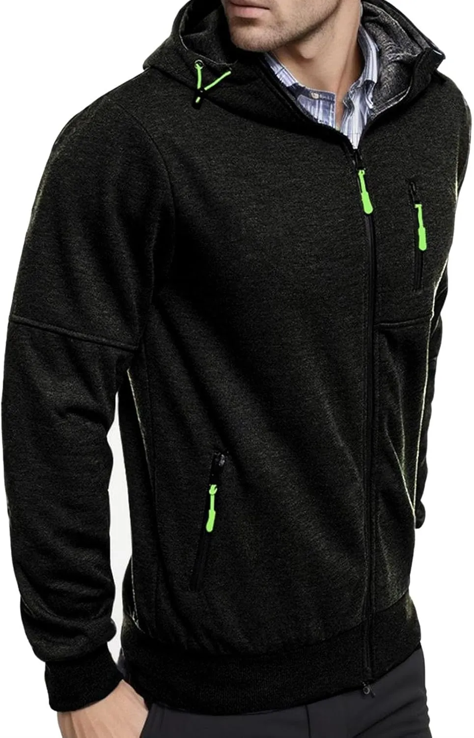 Mens Hoodies Casual with Zip Pockets Full Zip Long Sleeve Sweatshirt Sports Lightweight Hooded Jacket