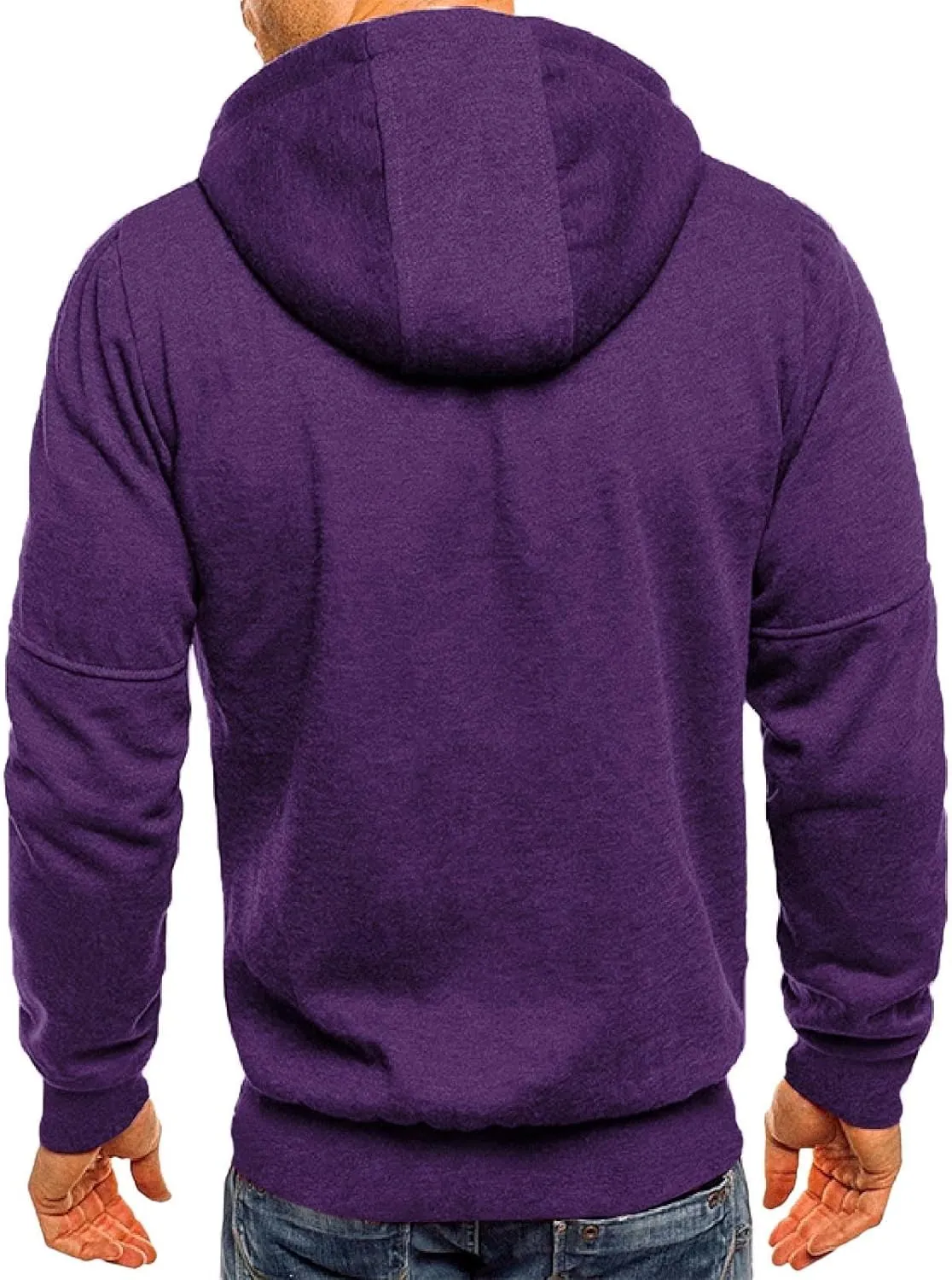 Mens Hoodies Casual with Zip Pockets Full Zip Long Sleeve Sweatshirt Sports Lightweight Hooded Jacket