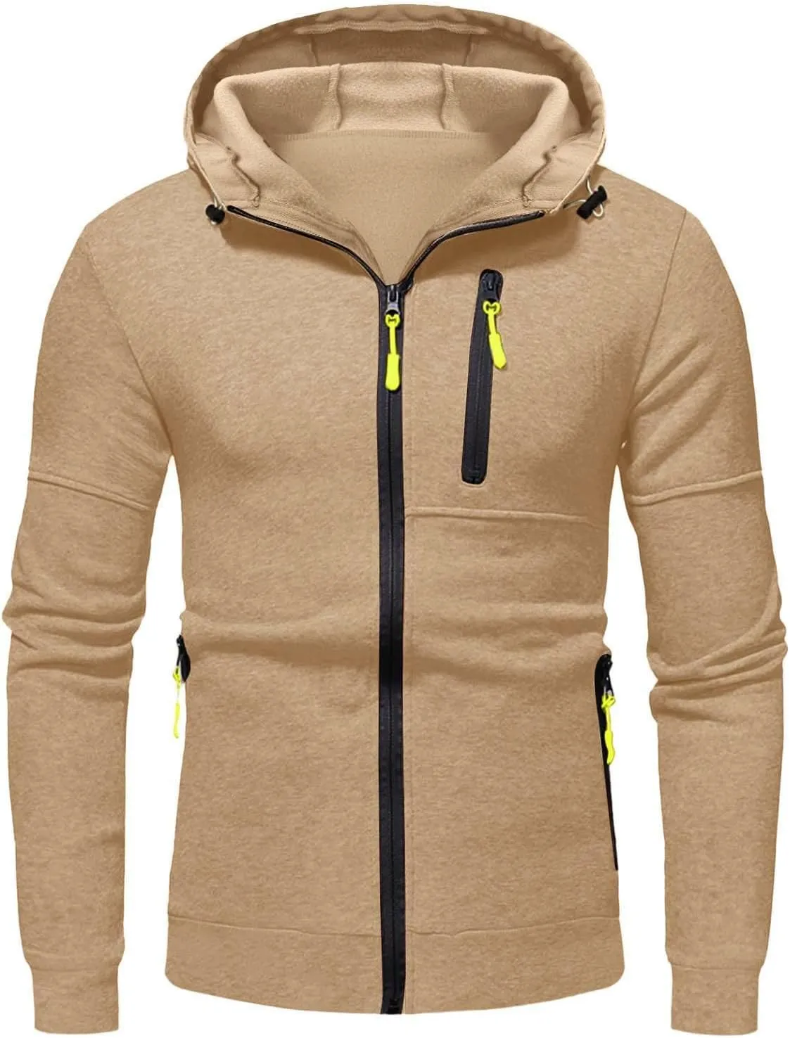 Mens Hoodies Casual with Zip Pockets Full Zip Long Sleeve Sweatshirt Sports Lightweight Hooded Jacket