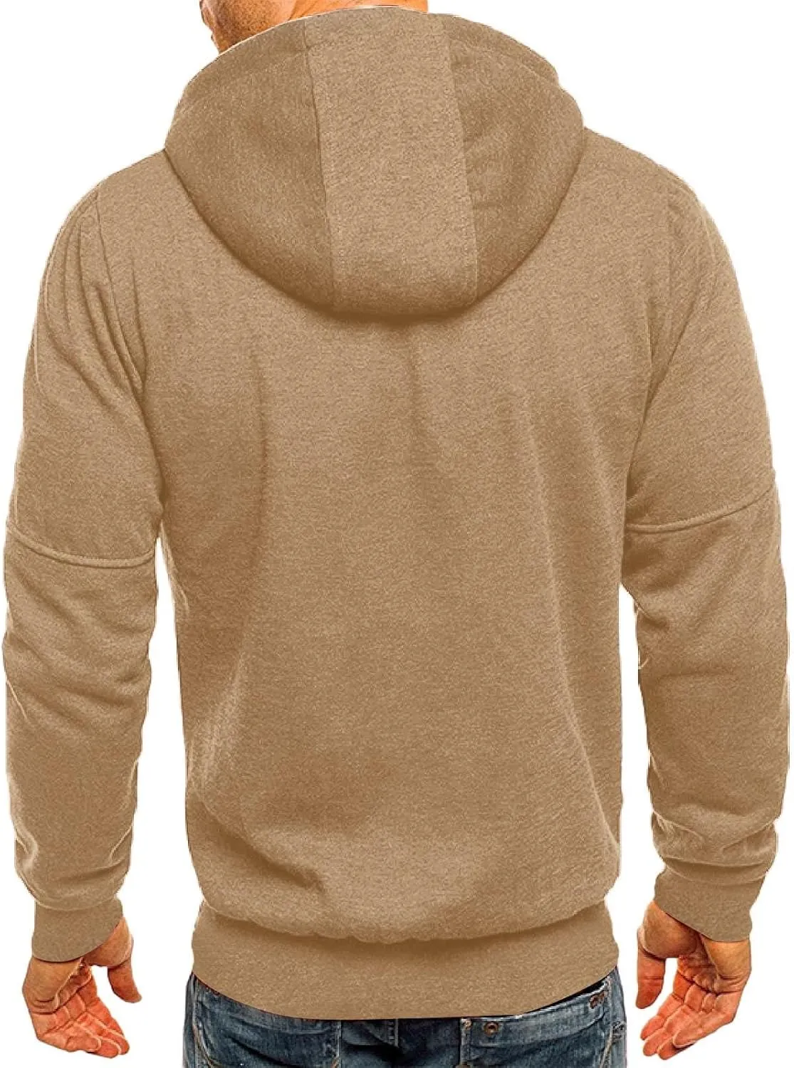 Mens Hoodies Casual with Zip Pockets Full Zip Long Sleeve Sweatshirt Sports Lightweight Hooded Jacket