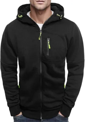 Mens Hoodies Casual with Zip Pockets Full Zip Long Sleeve Sweatshirt Sports Lightweight Hooded Jacket