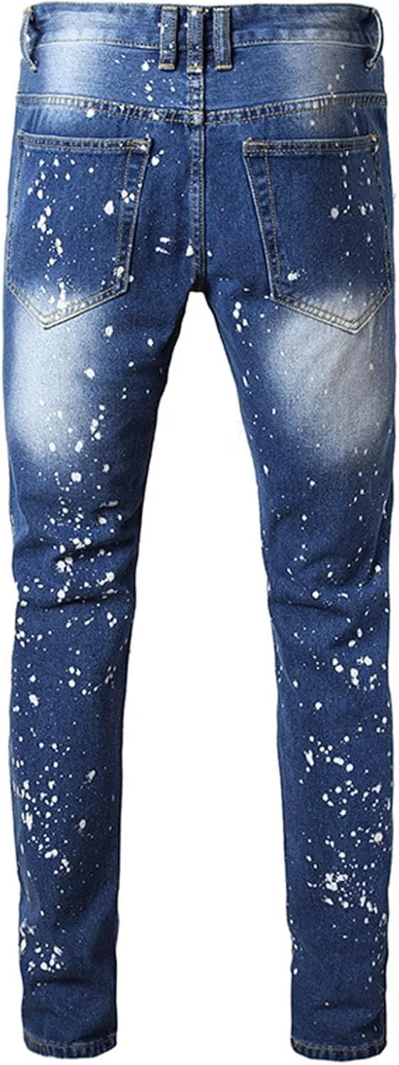 Mens Jeans and Summer Casual Ripped Jeans Straight Leg Plus Size Fashion Pants Distressed Trousers Pants Men Jeans