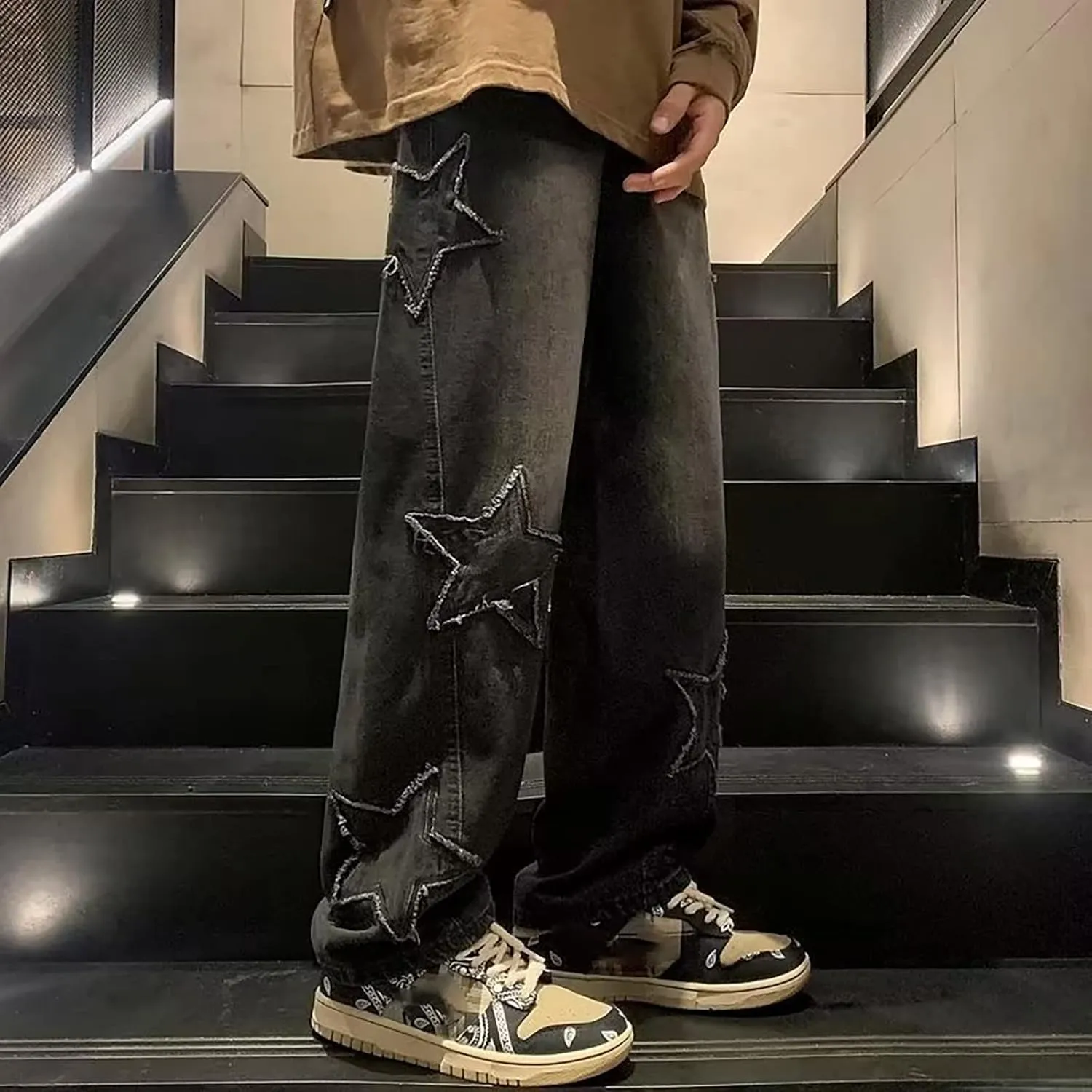 Mens Jeans Pants Stretch Denim Straight Leg Relaxed Fit Jeans for Men Flat Front Hidden Comfort Waistband Pant Jeans