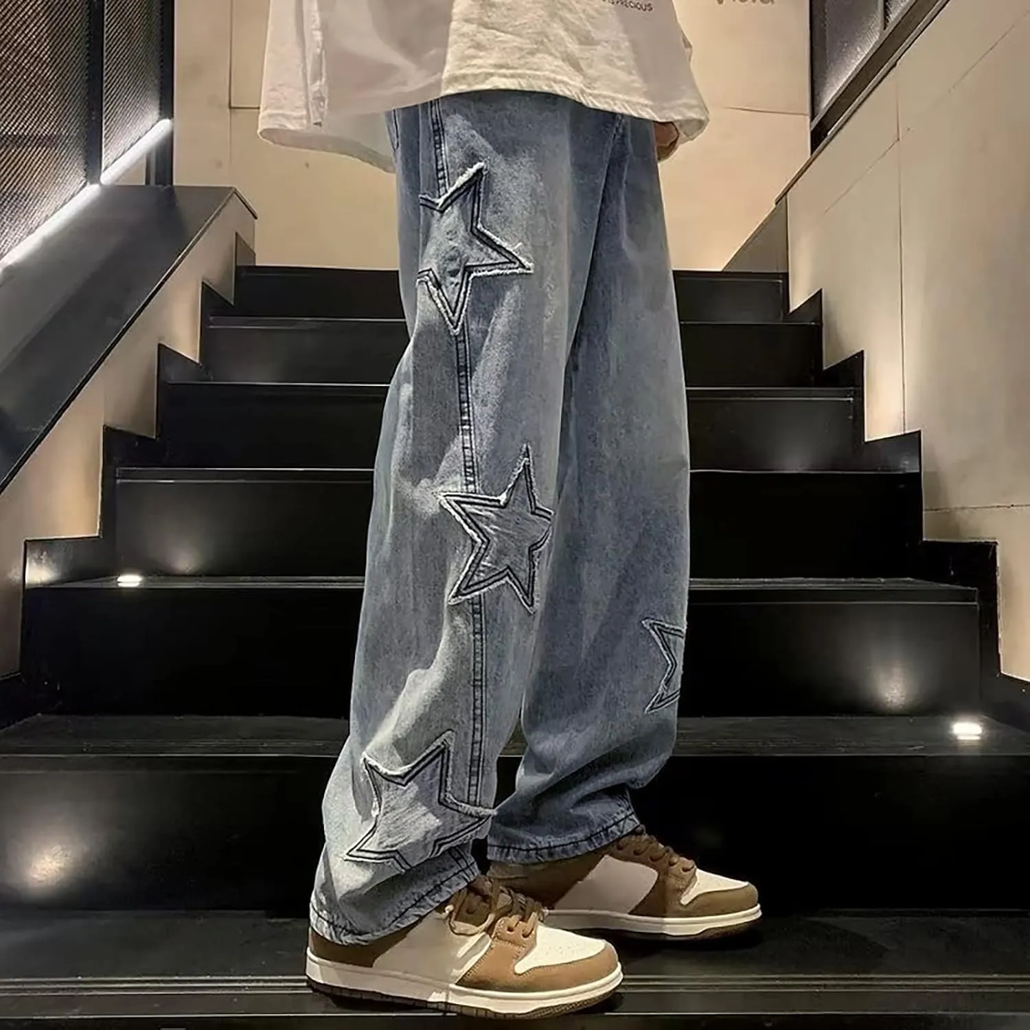 Mens Jeans Pants Stretch Denim Straight Leg Relaxed Fit Jeans for Men Flat Front Hidden Comfort Waistband Pant Jeans