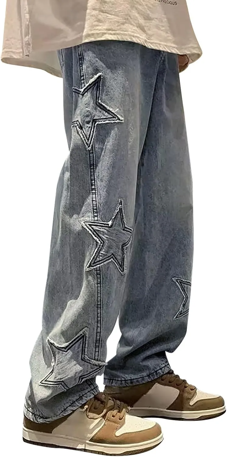Mens Jeans Pants Stretch Denim Straight Leg Relaxed Fit Jeans for Men Flat Front Hidden Comfort Waistband Pant Jeans