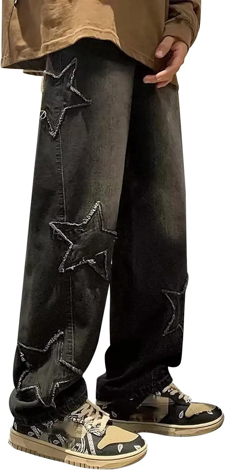 Mens Jeans Pants Stretch Denim Straight Leg Relaxed Fit Jeans for Men Flat Front Hidden Comfort Waistband Pant Jeans