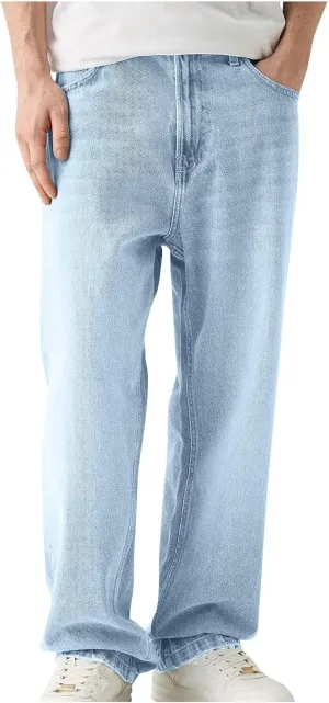 Mens Jeans Relaxed Fit Straight Leg Stretch Denim Pants Comfort Vintage Dress Work Jeans for Men Casual Washed Pants