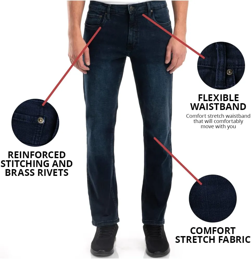 Mens Jeans Relaxed Fit – Straight Leg Stretch Jeans for Men – Ultimate Comfort Superflex Pants