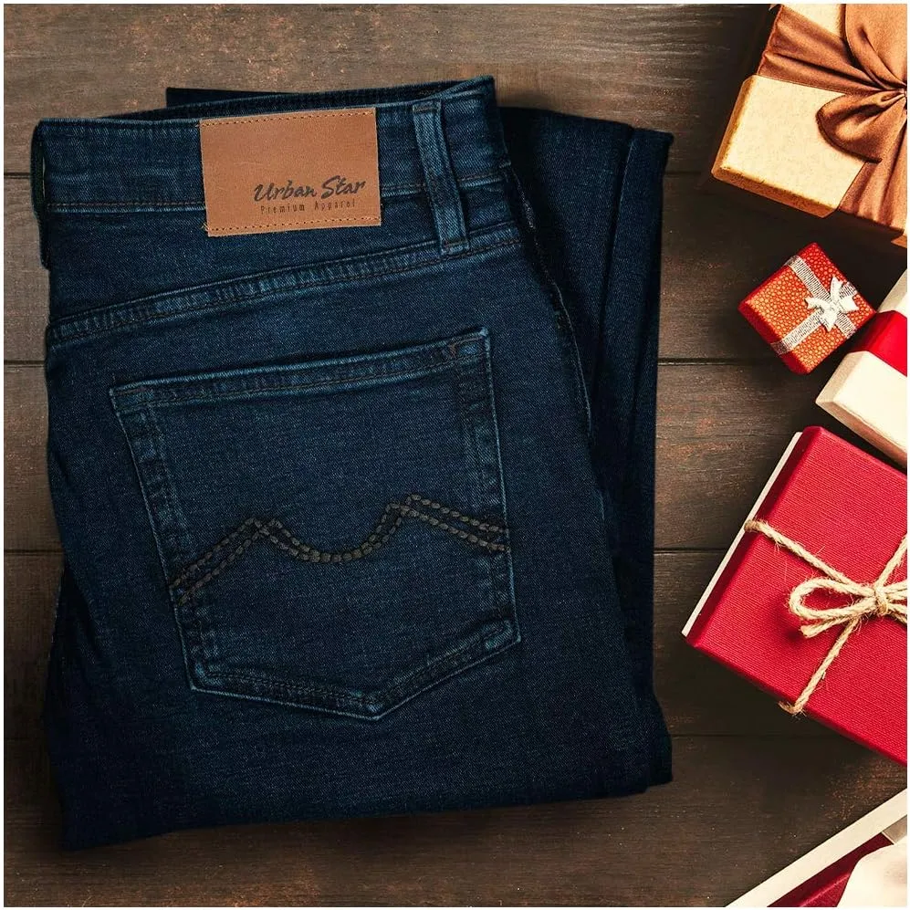 Mens Jeans Relaxed Fit – Straight Leg Stretch Jeans for Men – Ultimate Comfort Superflex Pants