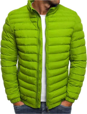 Men's Lightweight Puffer Jacket Full Zip Down Jacket Stand Collar Quilted Coat Packable Insulated Jacket Winter Coats