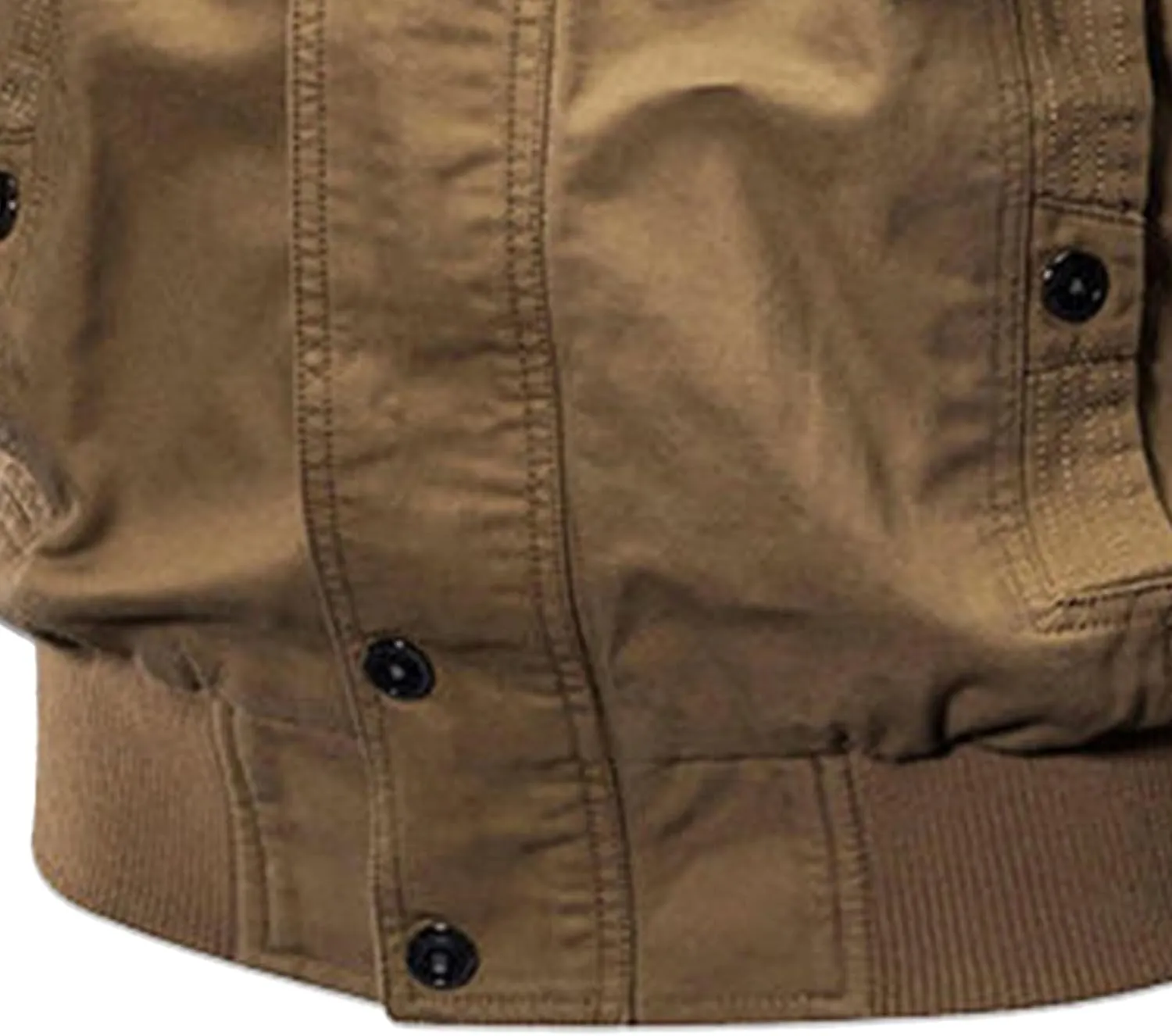 Men's Multi Pockets Cotton Cargo Jackets Zip Front Stand Collar Military Jackets Casual Loose Bomber Jacket