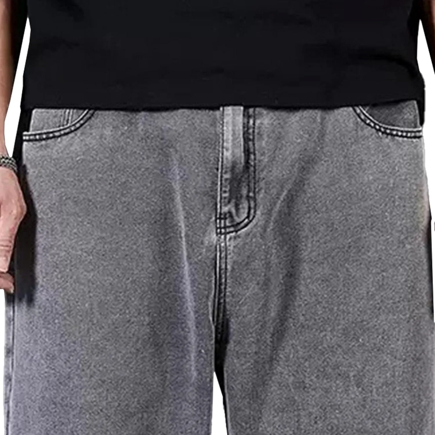 Men's Oversize Straight Leg Stylish Jeans Relaxed Fit Solid Denim Pants Comfort Hip Hop Jeans Trouser