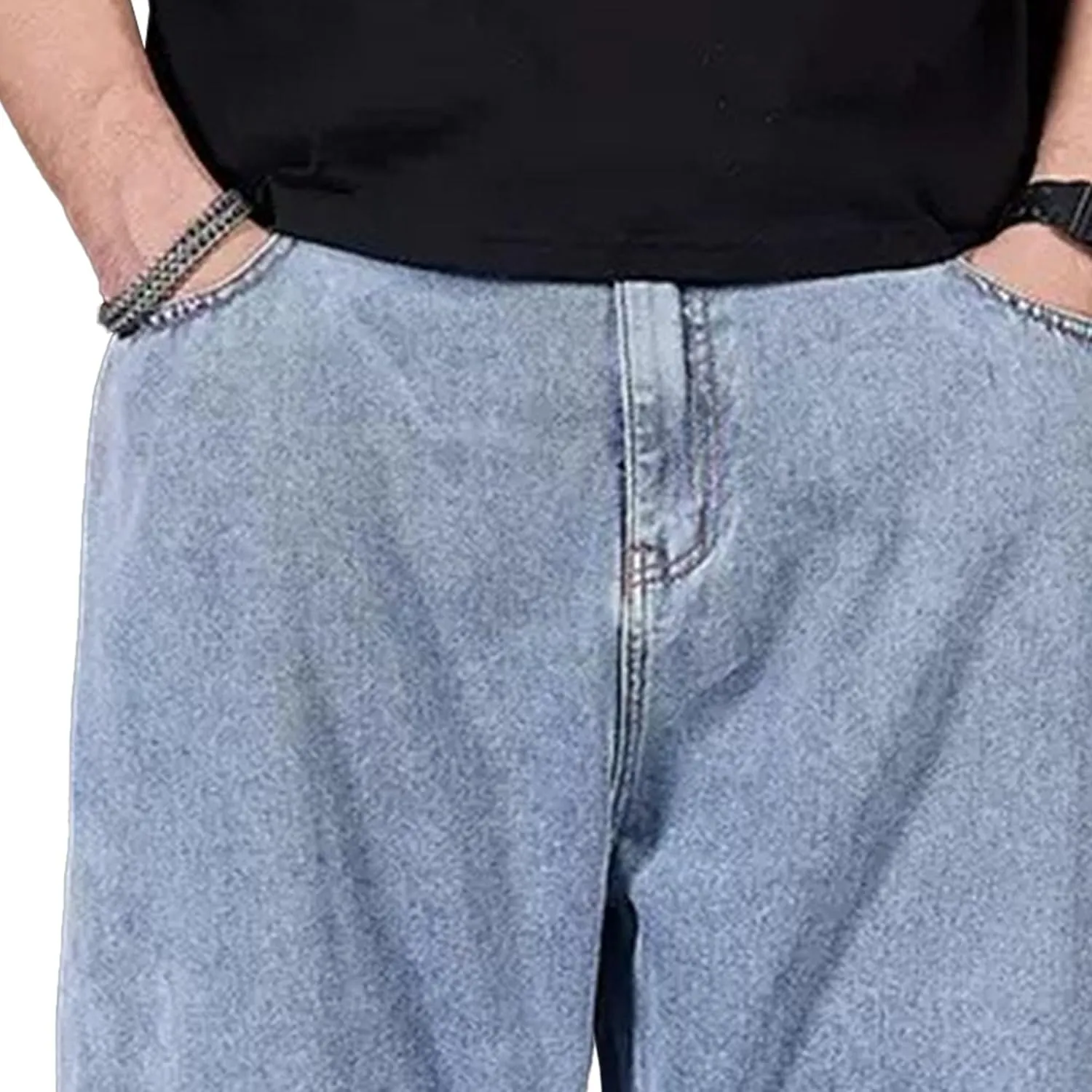 Men's Oversize Straight Leg Stylish Jeans Relaxed Fit Solid Denim Pants Comfort Hip Hop Jeans Trouser