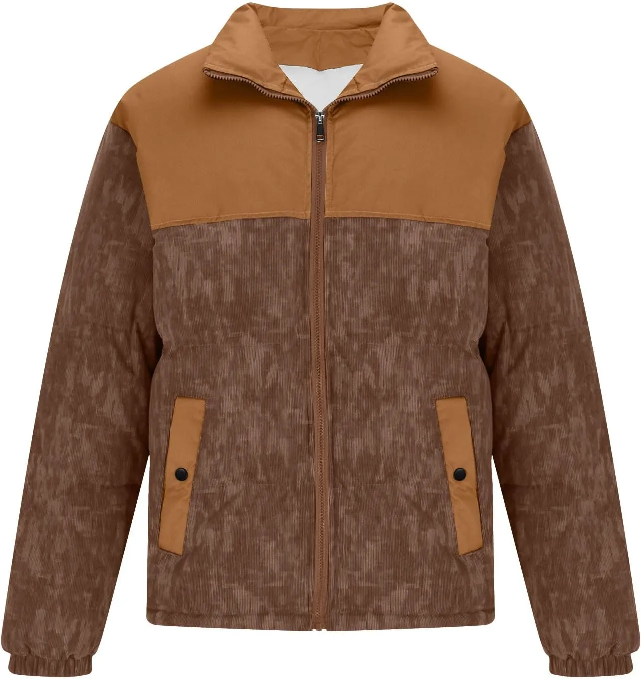 Men's Puffer Jacket Corduroy Patchwork Jacket Plus Size Down Coat Quilted Insulated Jacket Warm Winter Coats
