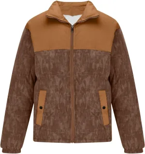 Men's Puffer Jacket Corduroy Patchwork Jacket Plus Size Down Coat Quilted Insulated Jacket Warm Winter Coats
