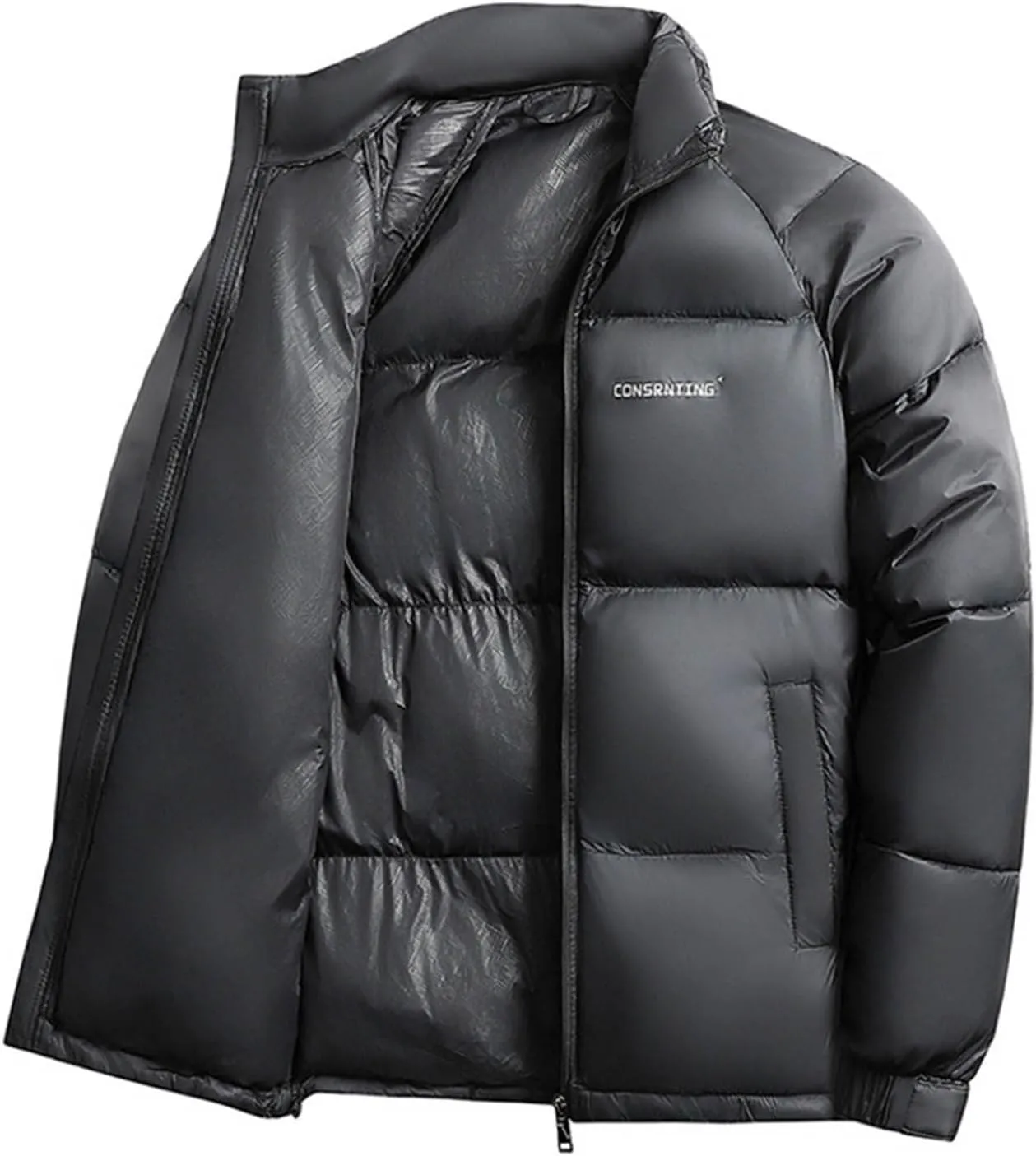 Mens Puffer Jacket Lightweight Down Coat Zip up Padded Coat Quilted Insulated Jacket Warm Winter Jacket Thermal Outwear