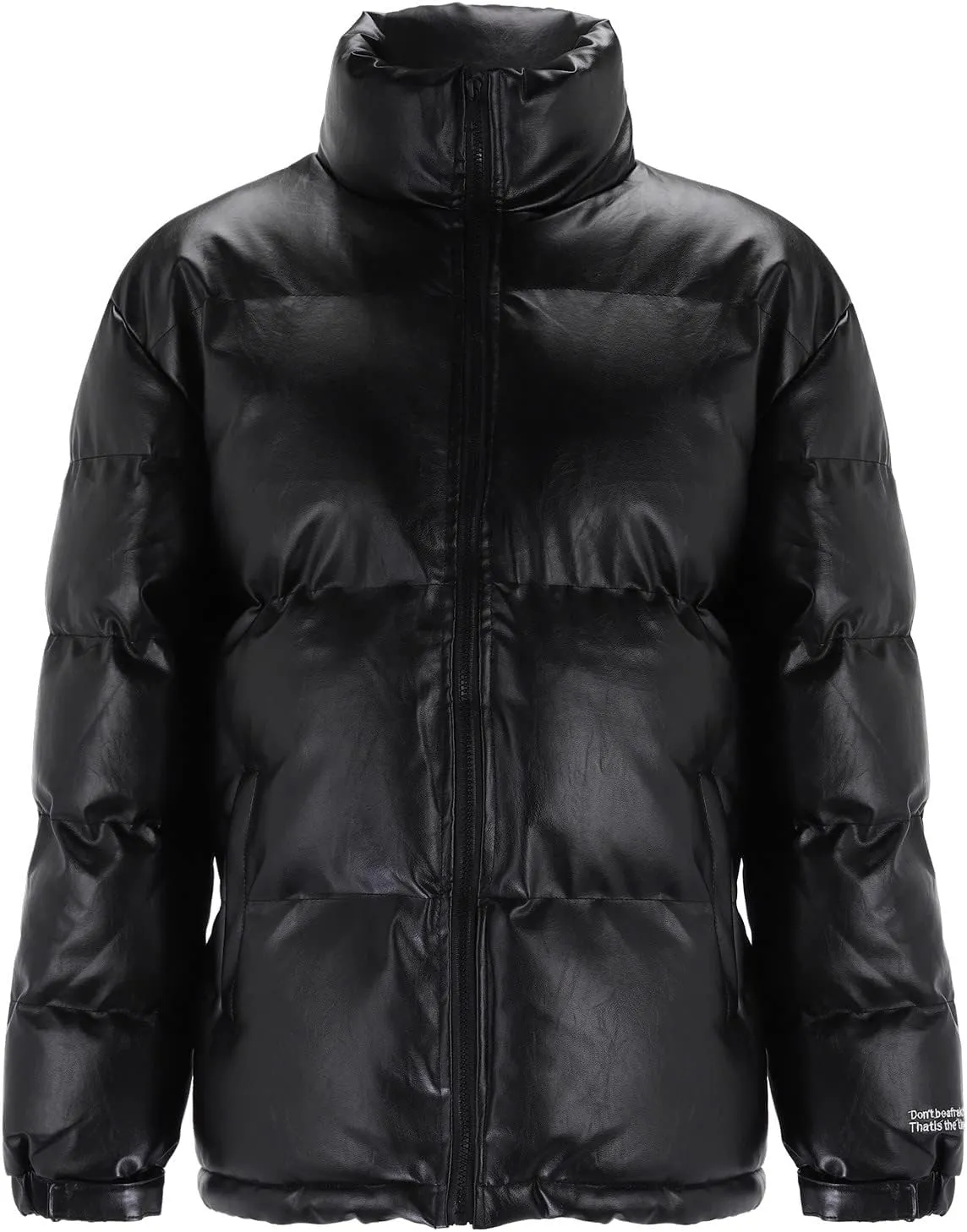 Mens Puffer Jacket No Hood Waterproof Shiny Reflective Down Coat Lightweight Packable Winter Thicken Bubble Jacket