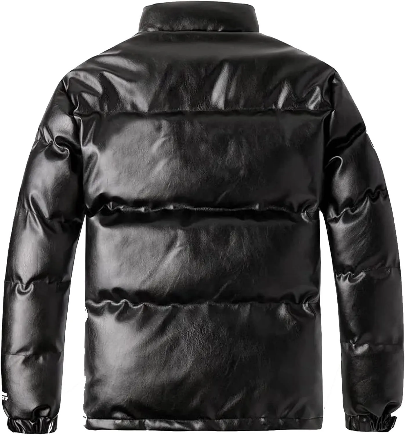 Mens Puffer Jacket No Hood Waterproof Shiny Reflective Down Coat Lightweight Packable Winter Thicken Bubble Jacket