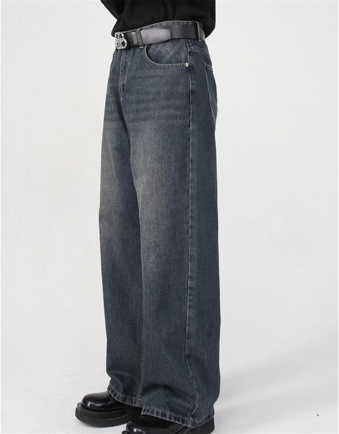 Men's Relaxed Fit Denim Jeans, Men Loose Straight Leg Jean, Mens Original Straight Fit Denim Jeans